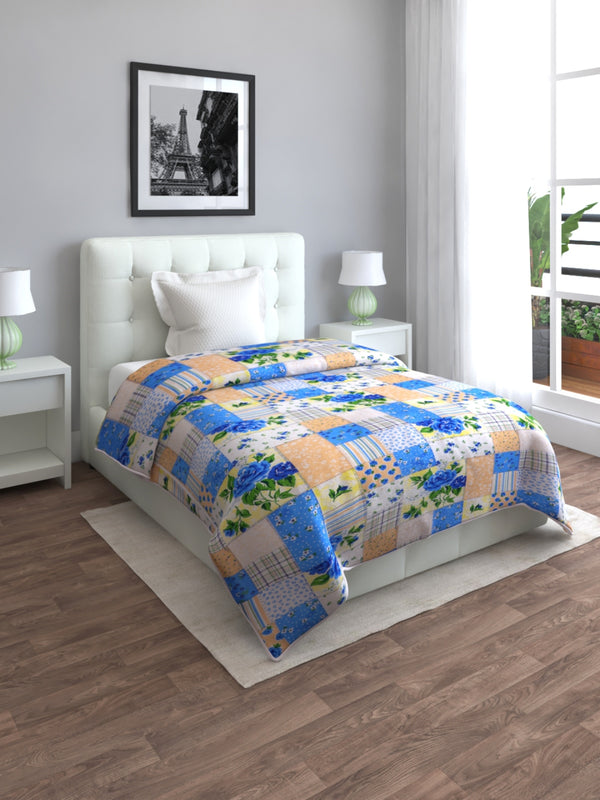 Blue & White Floral Patterned 300 GSM Single Bed Dohar
