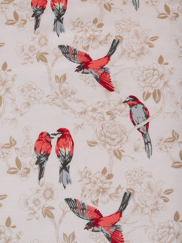 Cream Floral Patterned 300 GSM Single Bed Dohar