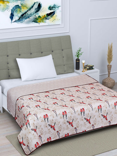 Cream Floral Patterned 300 GSM Single Bed Dohar