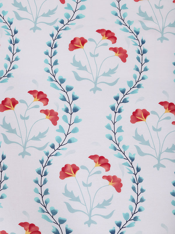 White Floral Patterned 300 GSM Single Bed Dohar