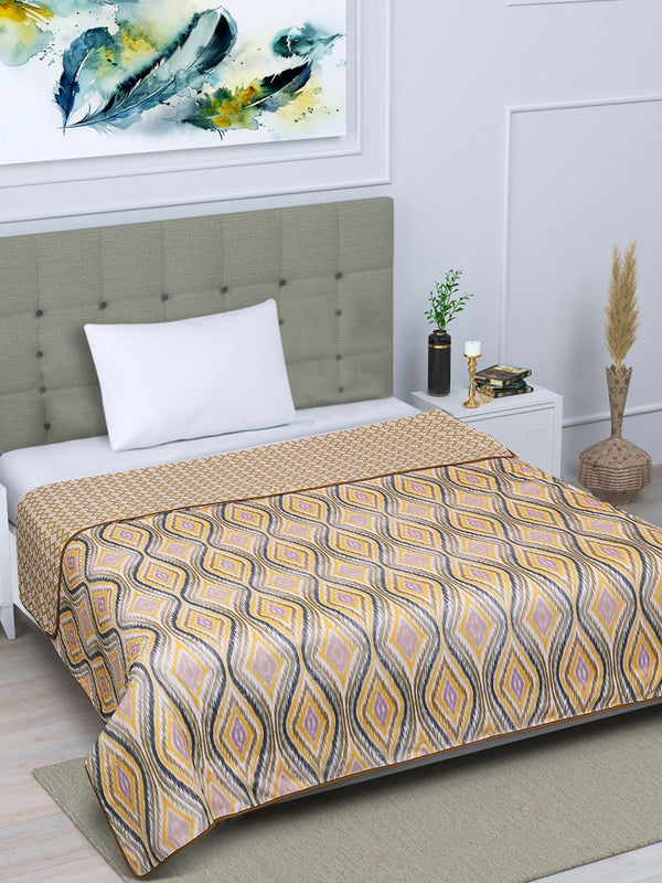 Yellow Ethnic Motifs Patterned 300 GSM Single Bed Dohar
