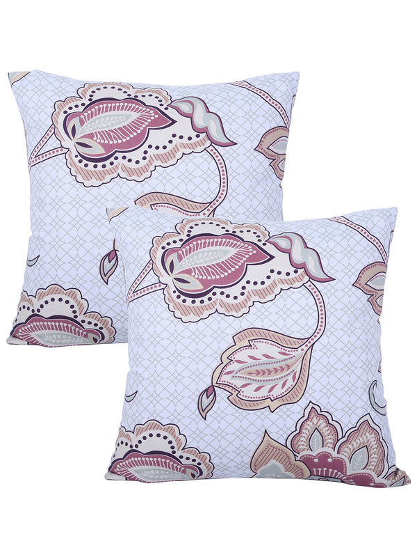 Floral Printed Cotton Diwan Set with Bolster and Cushion Covers - Blue
