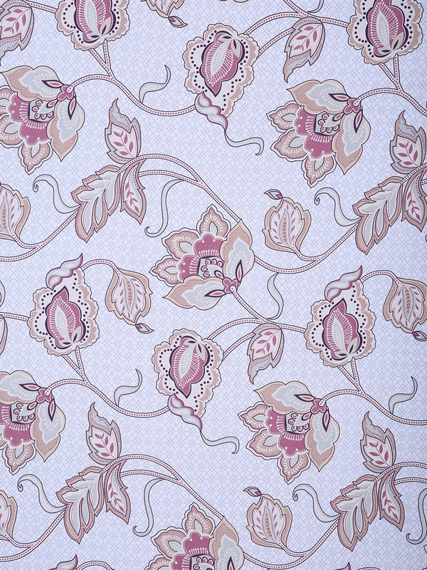 Floral Printed Cotton Diwan Set with Bolster and Cushion Covers - Blue