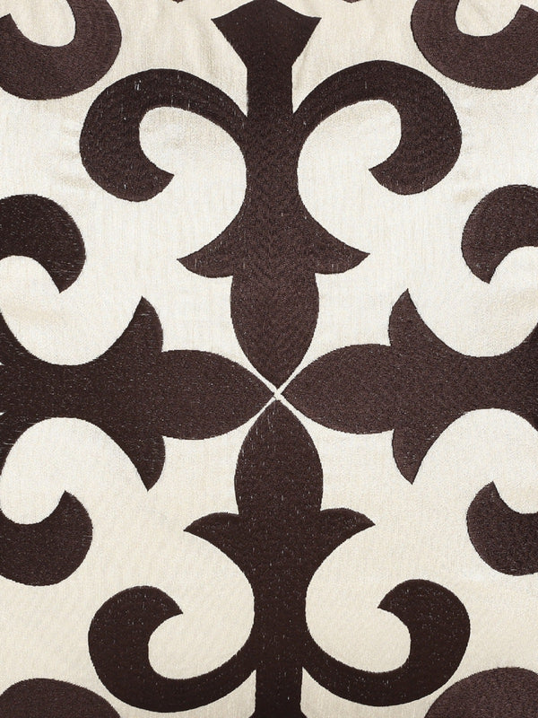 Soft Polyester Designer Embroidered Cushion Cover 16x16 Set of 2 - Brown and Turquoise