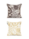Gold & Brown Set of 2 Polyester 16 Inch x 16 Inch Cushion Covers