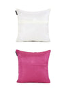 Soft Polyester Designer Embroidered Cushion Cover 16x16 Set of 2 - Gold & Pink