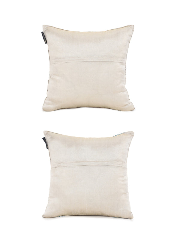 Soft Polyester Designer Embroidered Cushion Cover 16x16 Set of 2 - Maroon & Blue