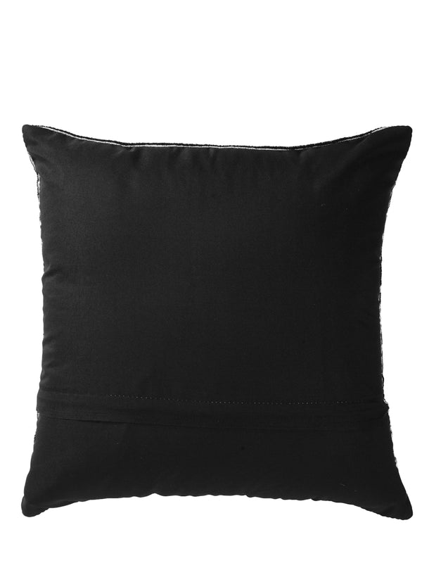 Soft Polyester Chenille Fabric Floral Cushion Covers 16x16 Set of 5 - Black