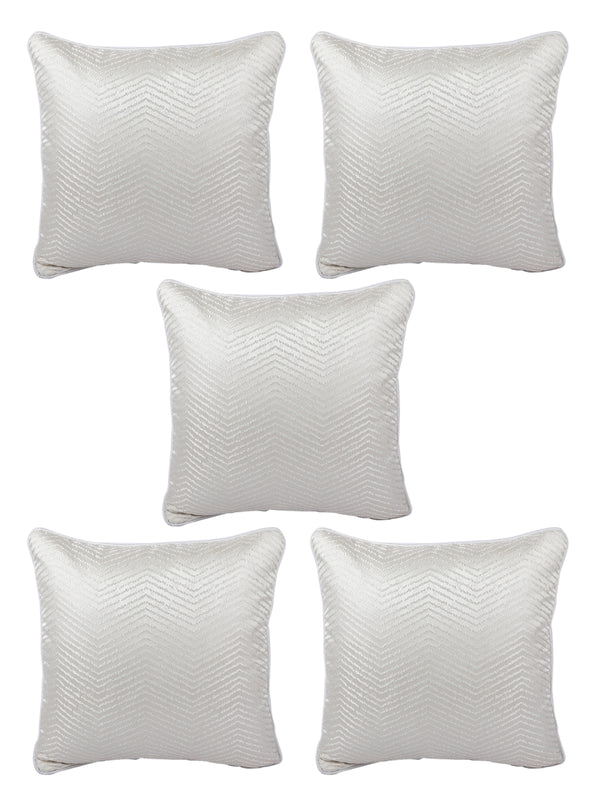 White Set of 5 Jacquard 16 Inch x 16 Inch Cushion Covers
