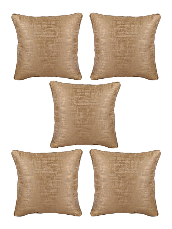 Brown Set of 5 Jacquard 16 Inch x 16 Inch Cushion Covers