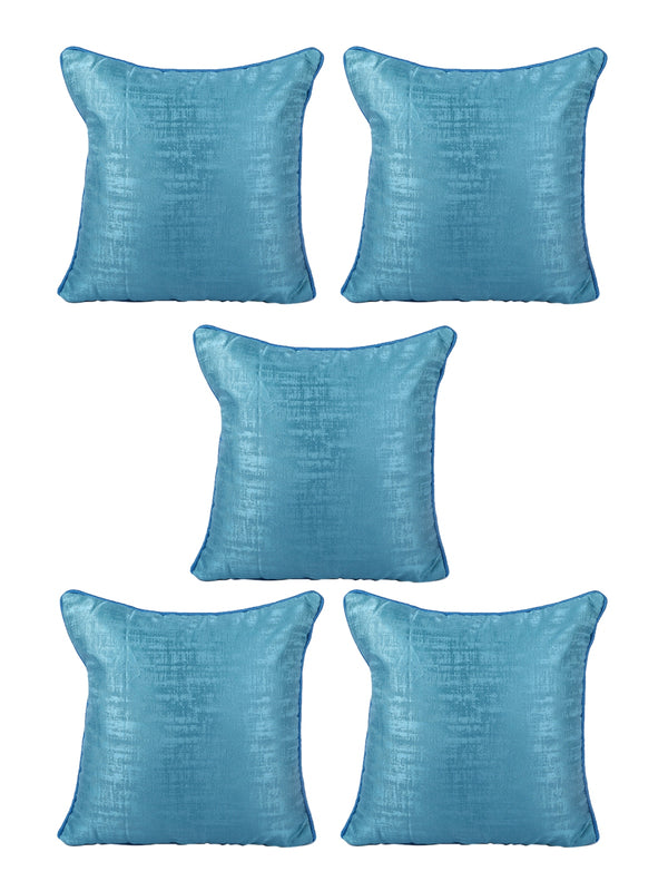 Turquoise Blue Set of 5 Jacquard 16 Inch x 16 Inch Cushion Covers