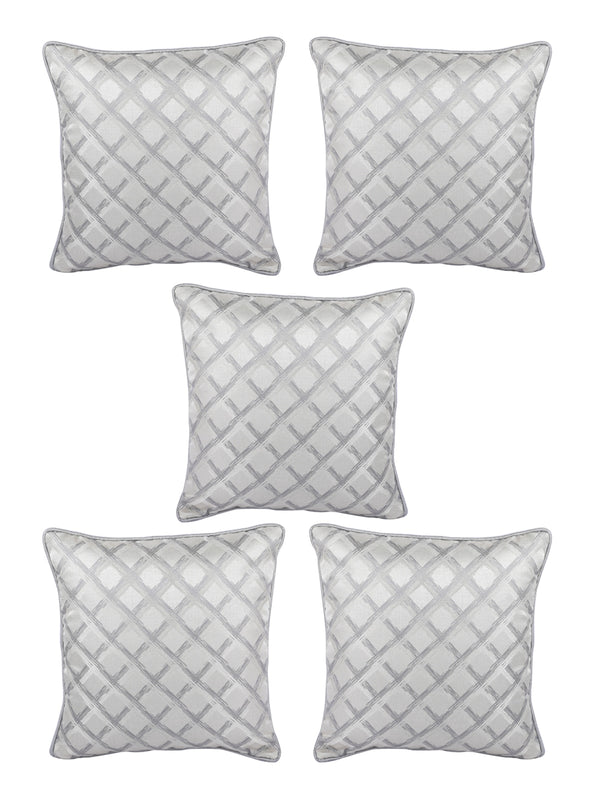 Silver Set of 5 Jacquard 16 Inch x 16 Inch Cushion Covers