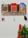 Wooden Key Holder With 3 Mobile Stand Holder For Home & Office Wall Decorative