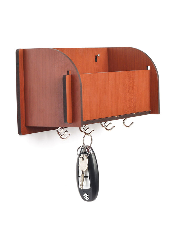 Wooden Key Holder With 1 Organizer For Mobile & Magazine, Home & Office Wall Decorative