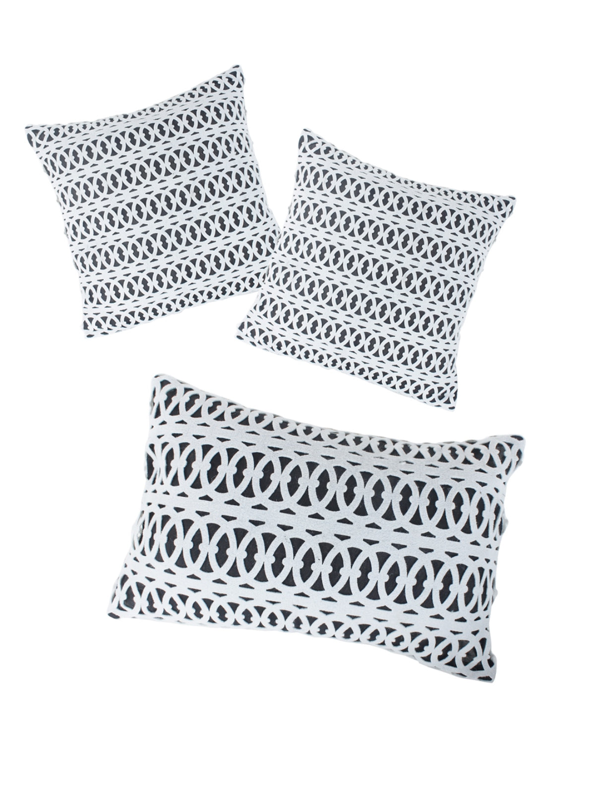 Black & White Set of 3 Polyester (16 x 16) Inch, (12 x 18) Inch Cushion Covers
