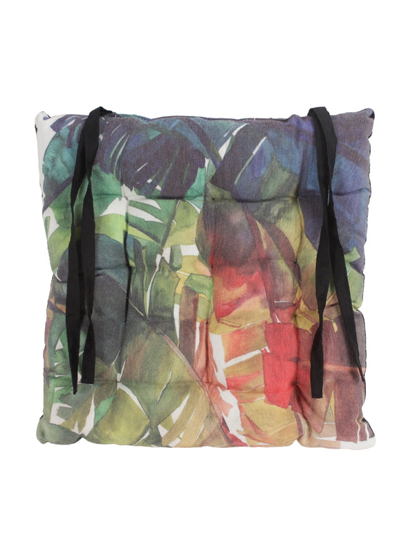 Blue & Green Chair Pad Cushion Seat Floral Printed - Set of 2, 40 cm x 40 cm