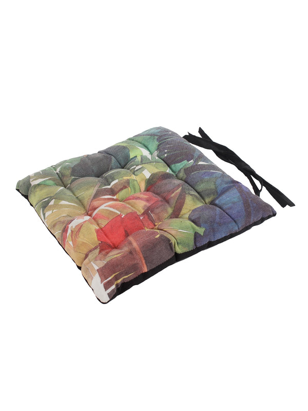 Blue & Green Chair Pad Cushion Seat Floral Printed - Set of 2, 40 cm x 40 cm