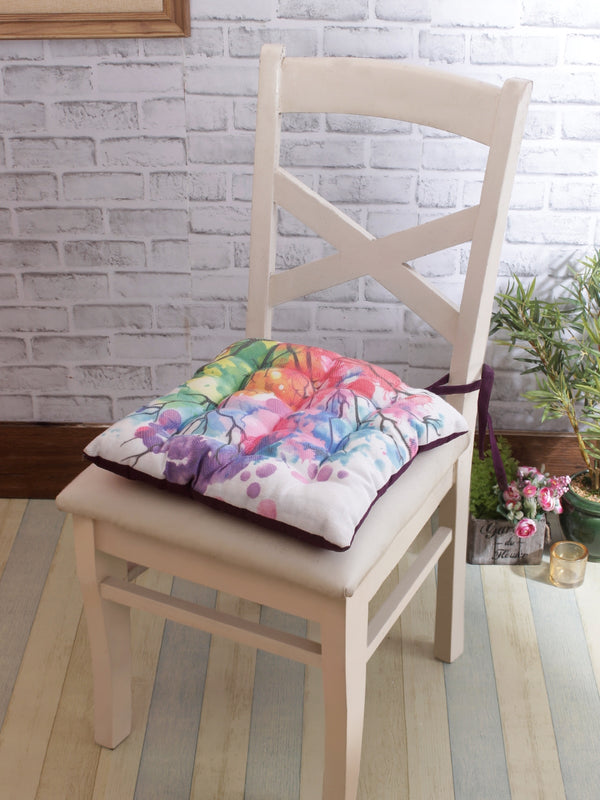 Multicolor Chair Pad Cushion Seat Abstract Printed - Set of 2, 40 cm x 40 cm