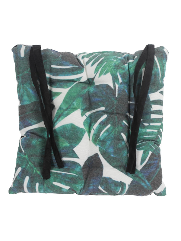 Green Set of 2 Floral Patterned Chair Pads