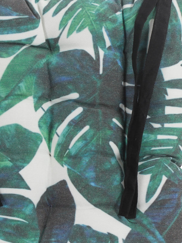 Green Set of 2 Floral Patterned Chair Pads