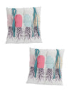 White & Sea Green Chair Pad Cushion Seat Self Printed - Set of 2, 40 cm x 40 cm