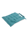 White & Sea Green Chair Pad Cushion Seat Self Printed - Set of 2, 40 cm x 40 cm