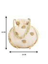 Beige Floral Embellished Silk Designer Potli Bag / Hand Bag