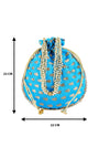 Turquoise Blue Floral Embellished Silk Designer Potli Bag / Hand Bag