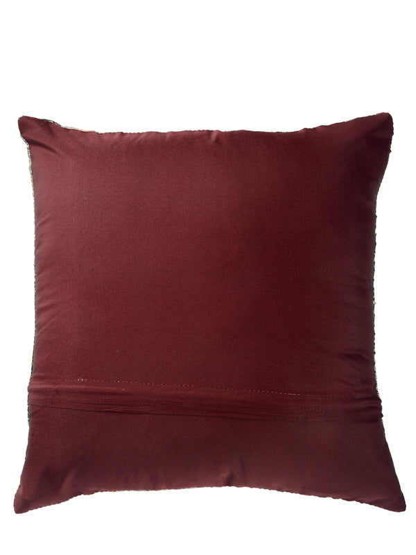 Soft Chenille Fabric Geometric Cushion Cover 16 inch x 16 inch, Set of 5 - Gold & Maroon