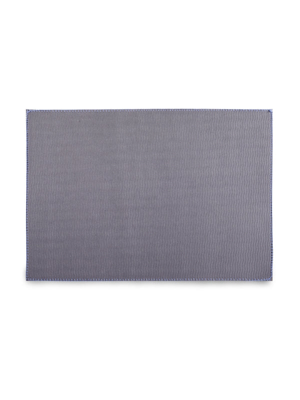 White & Blue Striped Polyester PVC Anti-Skid Doormat
