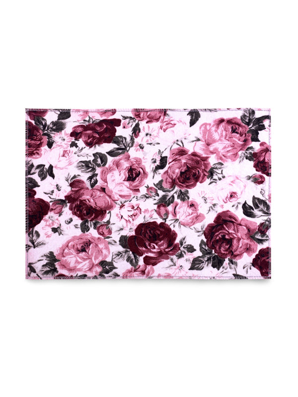 White & Pink Floral Patterned Doormat, 16 Inch x 24 Inch