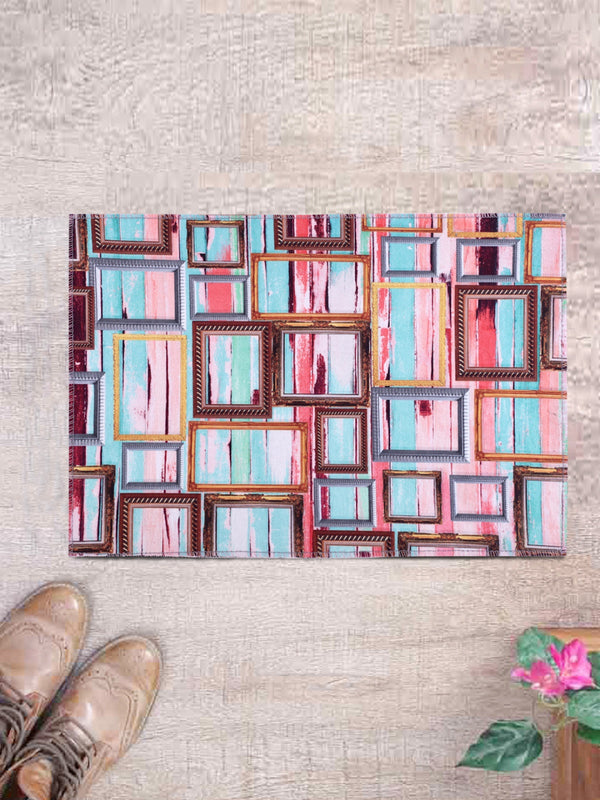 Multicolor Checkered Patterned Doormat, 16 Inch x 24 Inch