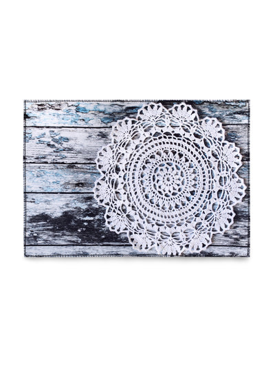 Turquoise & White Printed Patterned Doormat, 16 Inch x 24 Inch
