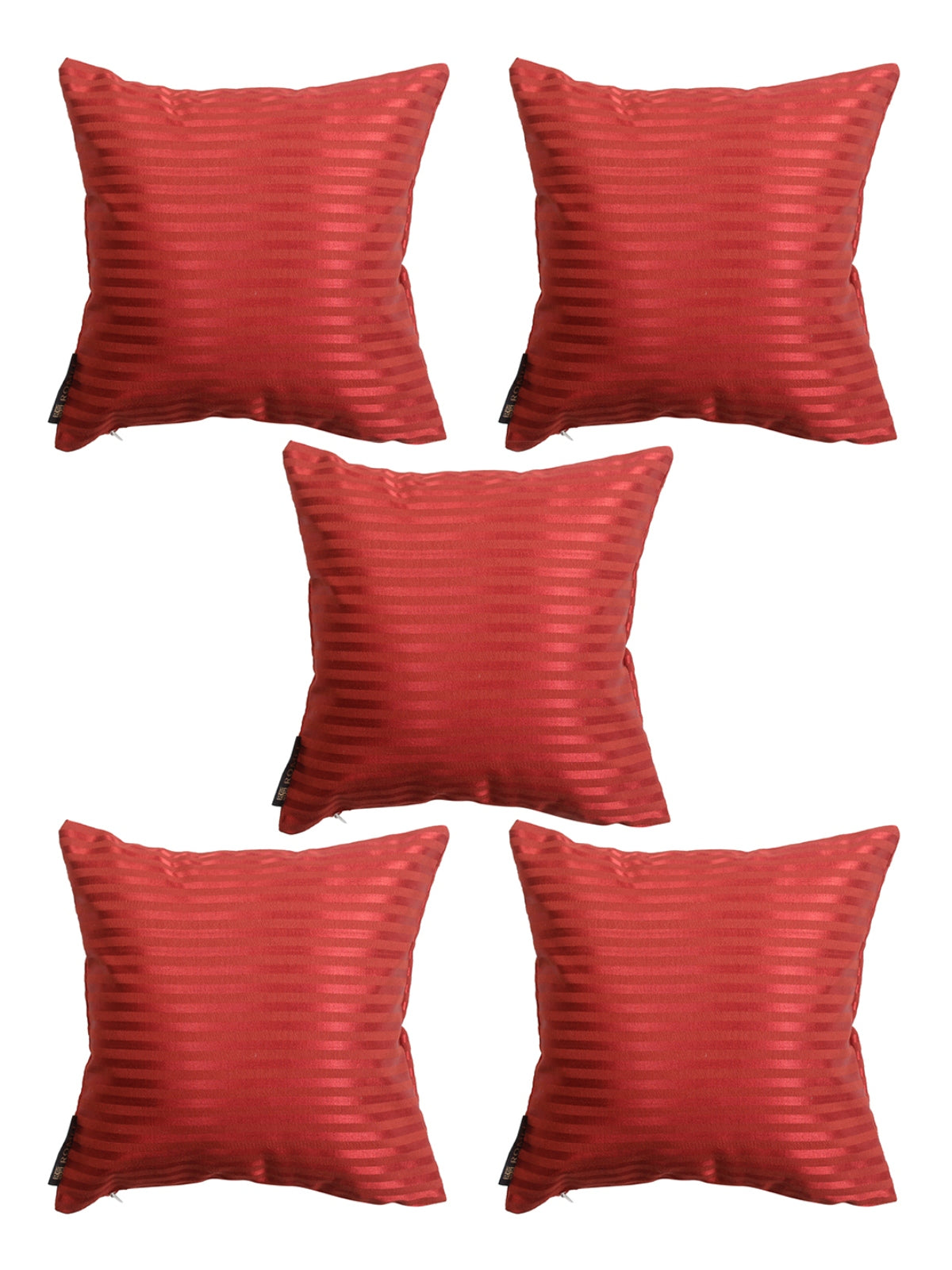 ROMEE Red Solid Printed Cushion Covers Set of 5