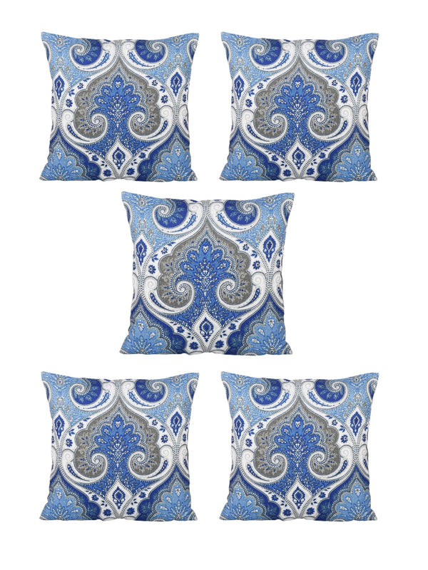 ROMEE Blue Ethnic Motifs Printed Cushion Covers Set of 5