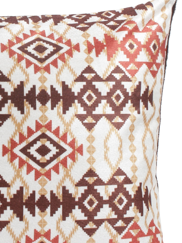 Cream & Brown Polyester Velvet Pillow Covers - Pack of 2