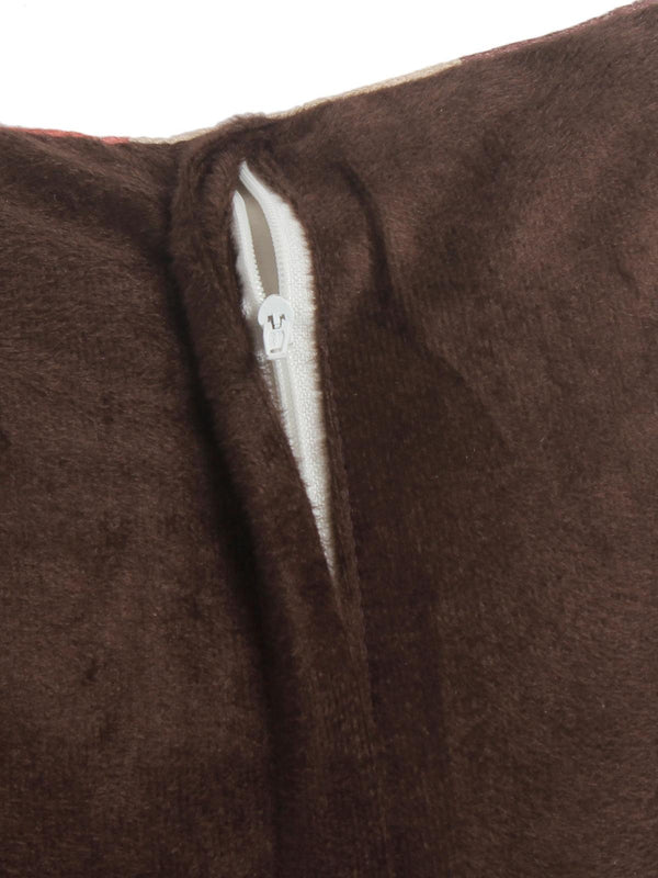 Cream & Brown Polyester Velvet Pillow Covers - Pack of 2