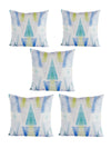 Geometric Polyester Cushion Cover 16x16 Inch, Set of 5 - Blue and Off-White