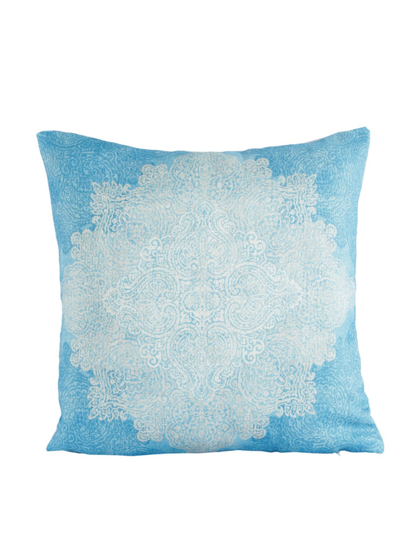 Ethnic Motifs Polyester Cushion Cover 16x16 Inch, Set of 5 - Turquoise Blue