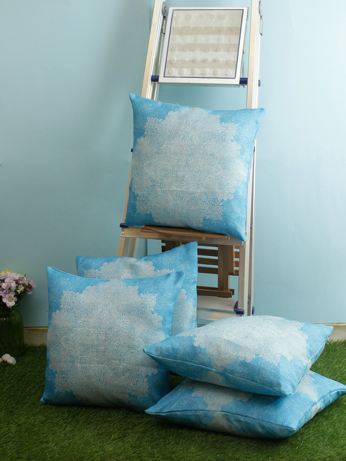 Ethnic Motifs Polyester Cushion Cover 16x16 Inch, Set of