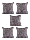 Ethnic Motifs Polyester Cushion Cover 16x16 Inch, Set of 5 - Grey and Brown