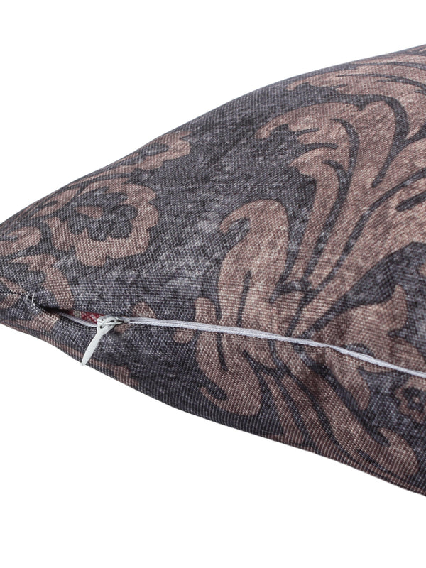 Ethnic Motifs Polyester Cushion Cover 16x16 Inch, Set of 5 - Grey and Brown