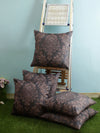Ethnic Motifs Polyester Cushion Cover 16x16 Inch, Set of 5 - Grey and Brown