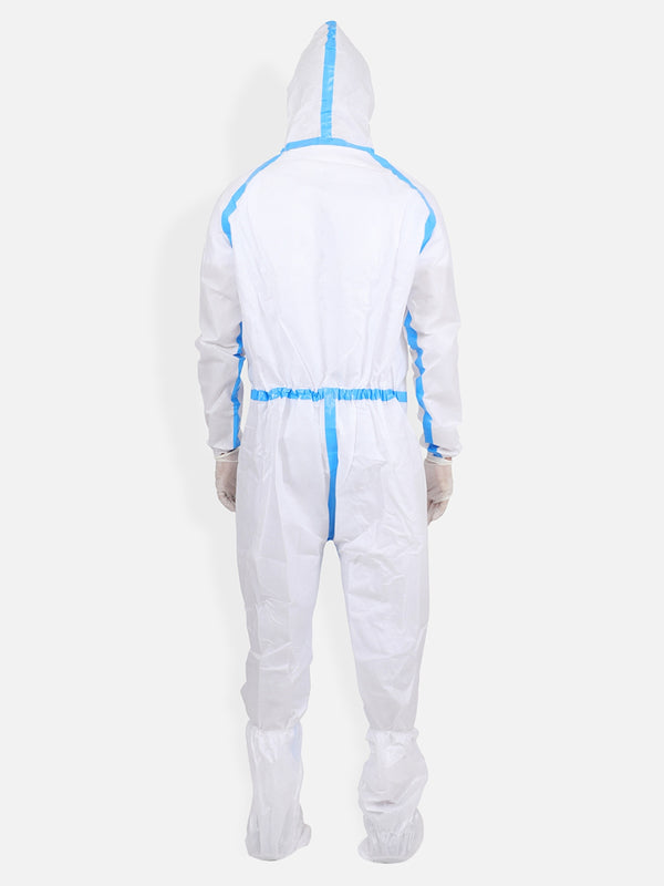 Medical PPE Safety Kit with Protective Hooded Full Body Coverall, Shoe Cover, Face Shield