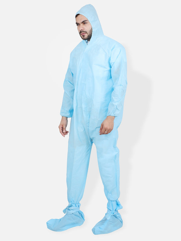 Medical PPE Safety Kit with Protective Hooded Full Body Coverall, Shoe Cover, Face Shield
