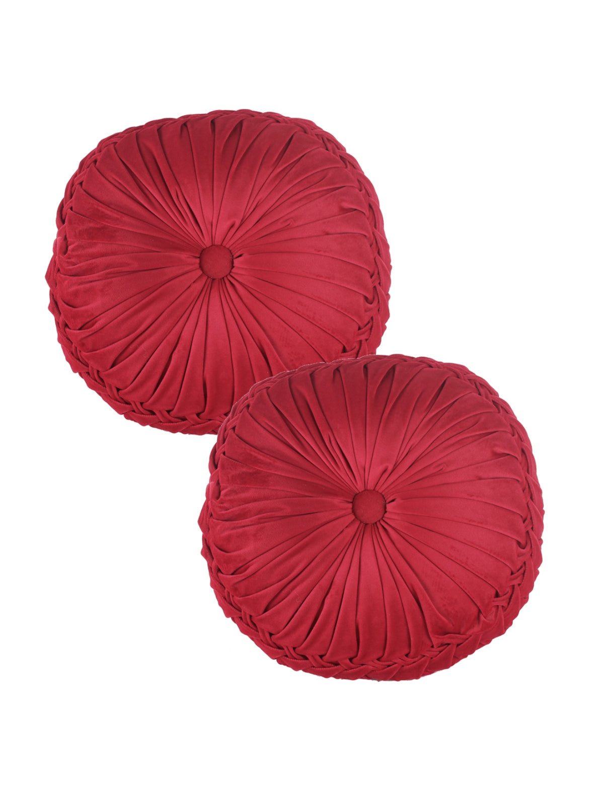 Maroon Set of 2 Solid Patterned Round Shape Cushions