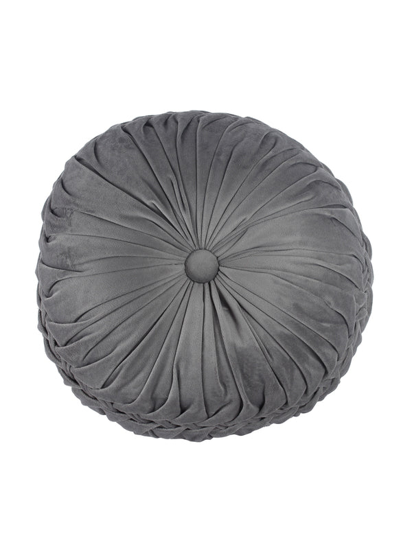 Grey Set of 2 Solid Patterned Round Shape Cushions