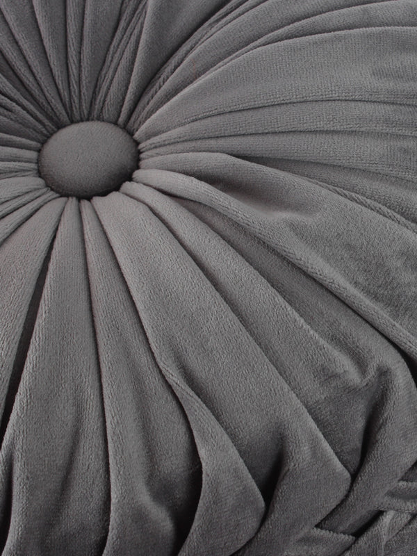 Grey Set of 2 Solid Patterned Round Shape Cushions