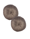 Brown Set of 2 Solid Patterned Round Shape Cushions