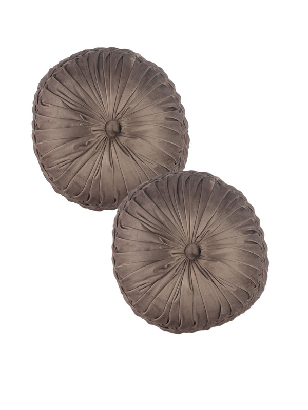 Brown Set of 2 Solid Patterned Round Shape Cushions